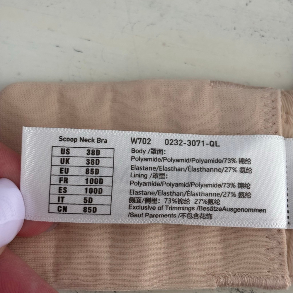 NWT Delmira Scoop Neck Nude Lined Underwire Bra | Sz 38D - Picture 6 of 7
